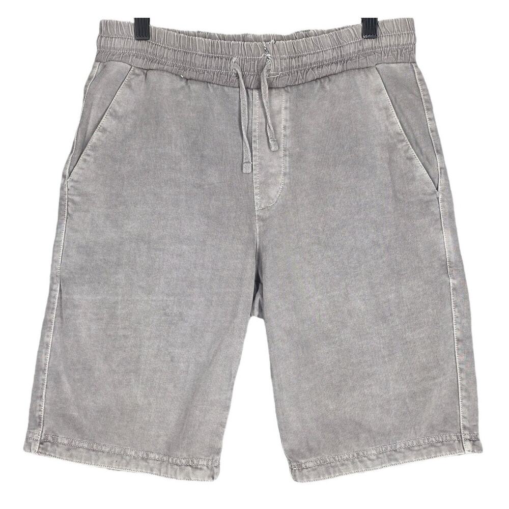 ALLSAINTS COTTON DRAWSTRING 10" SHORTS – GRAY – MEN'S SIZE XS – DISTRESSED